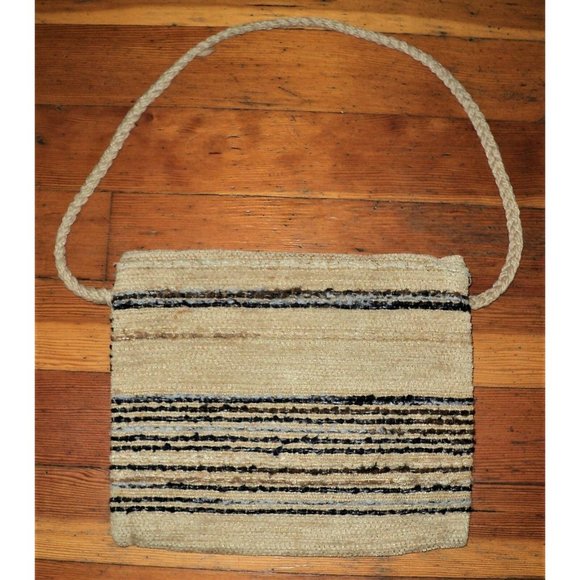 1970s WOVEN Nubby Flap SHOULDER BAG  Turquoise in BUTTON - Picture 5 of 7